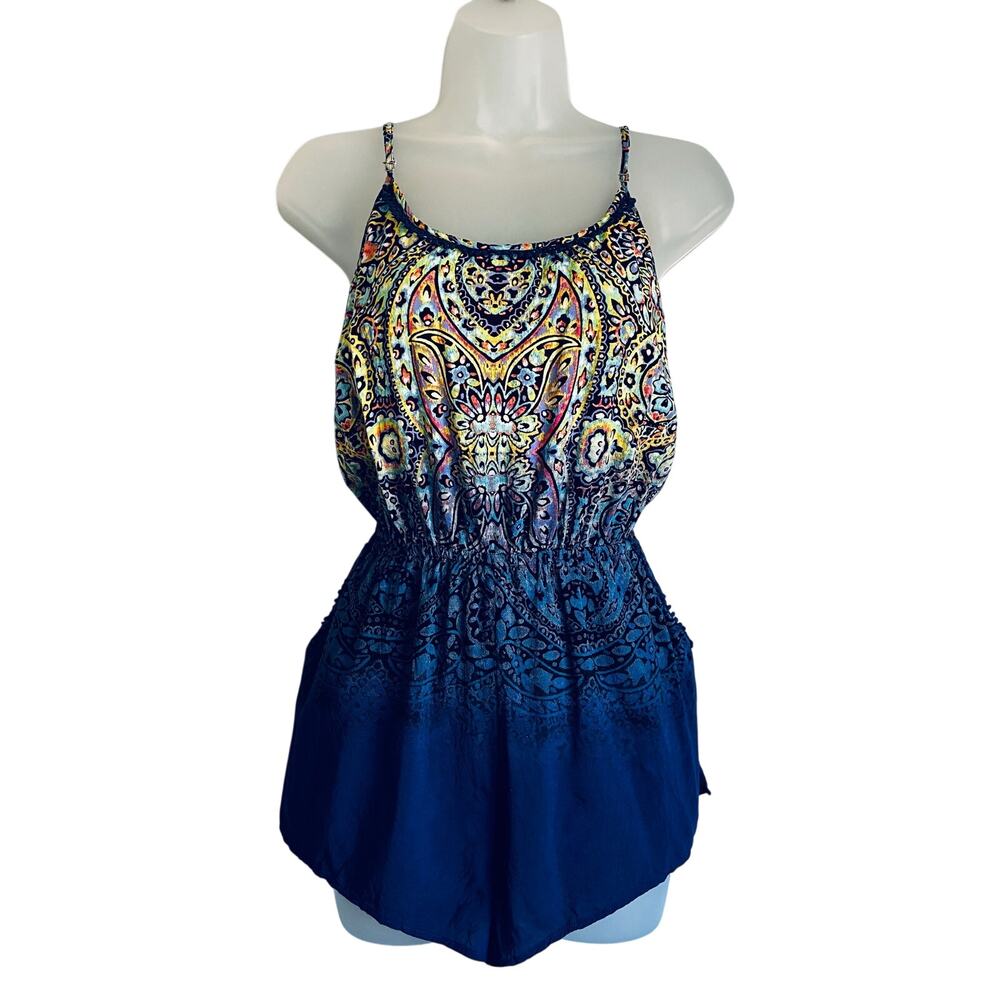 Victoria’s Secret Boho Paisley Romper Swim Cover Up Blue Multicolor Size Small
